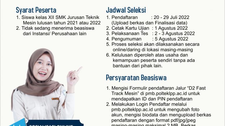 Beasiswa D2 Fast Track Mesin