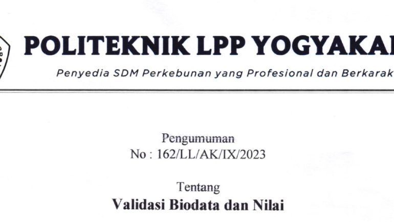 Pengumuman Validasi Biodata dan Nilai